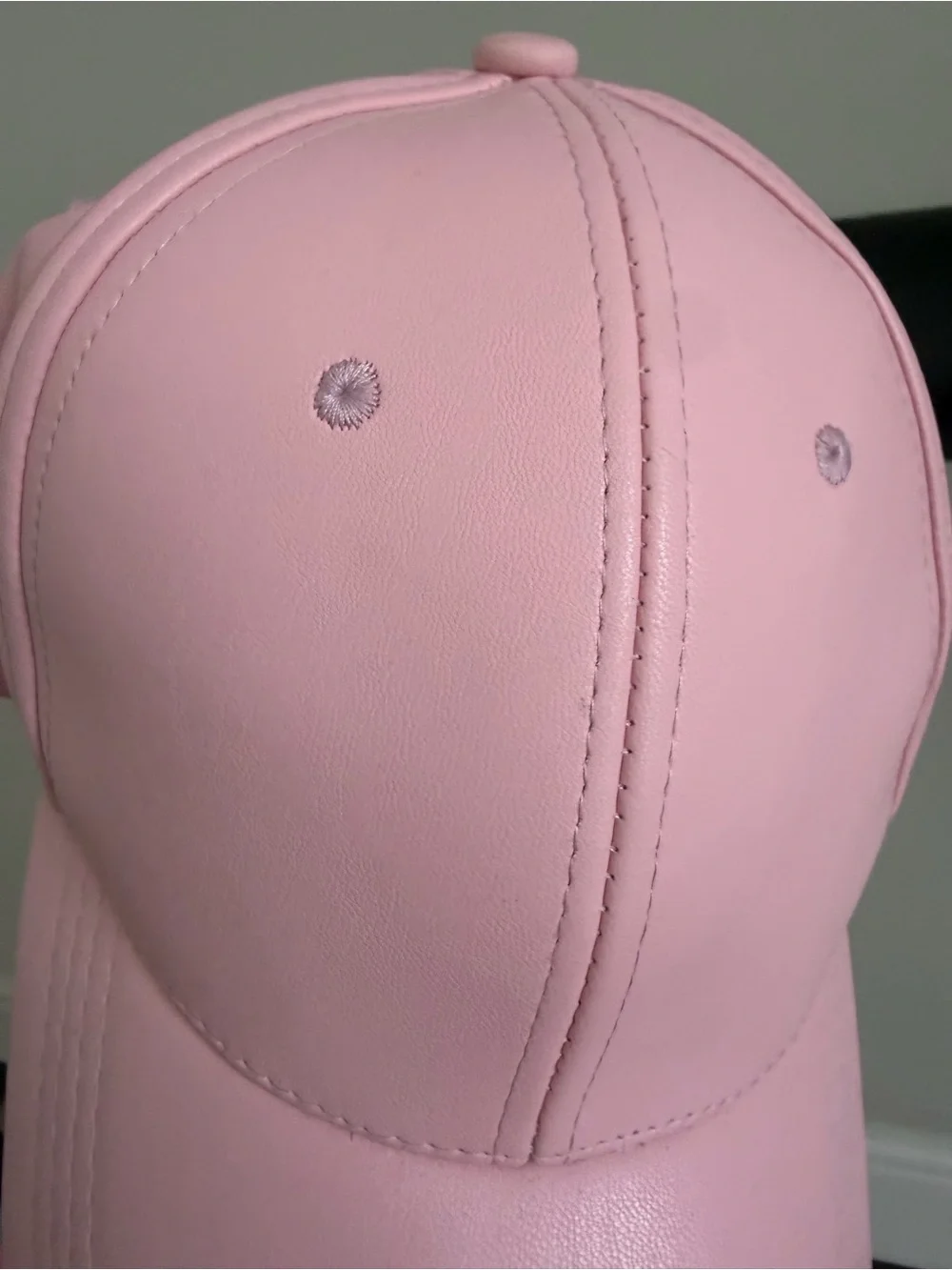 Pink Faux Leather Baseball Cap Adjustable Women’s Hat